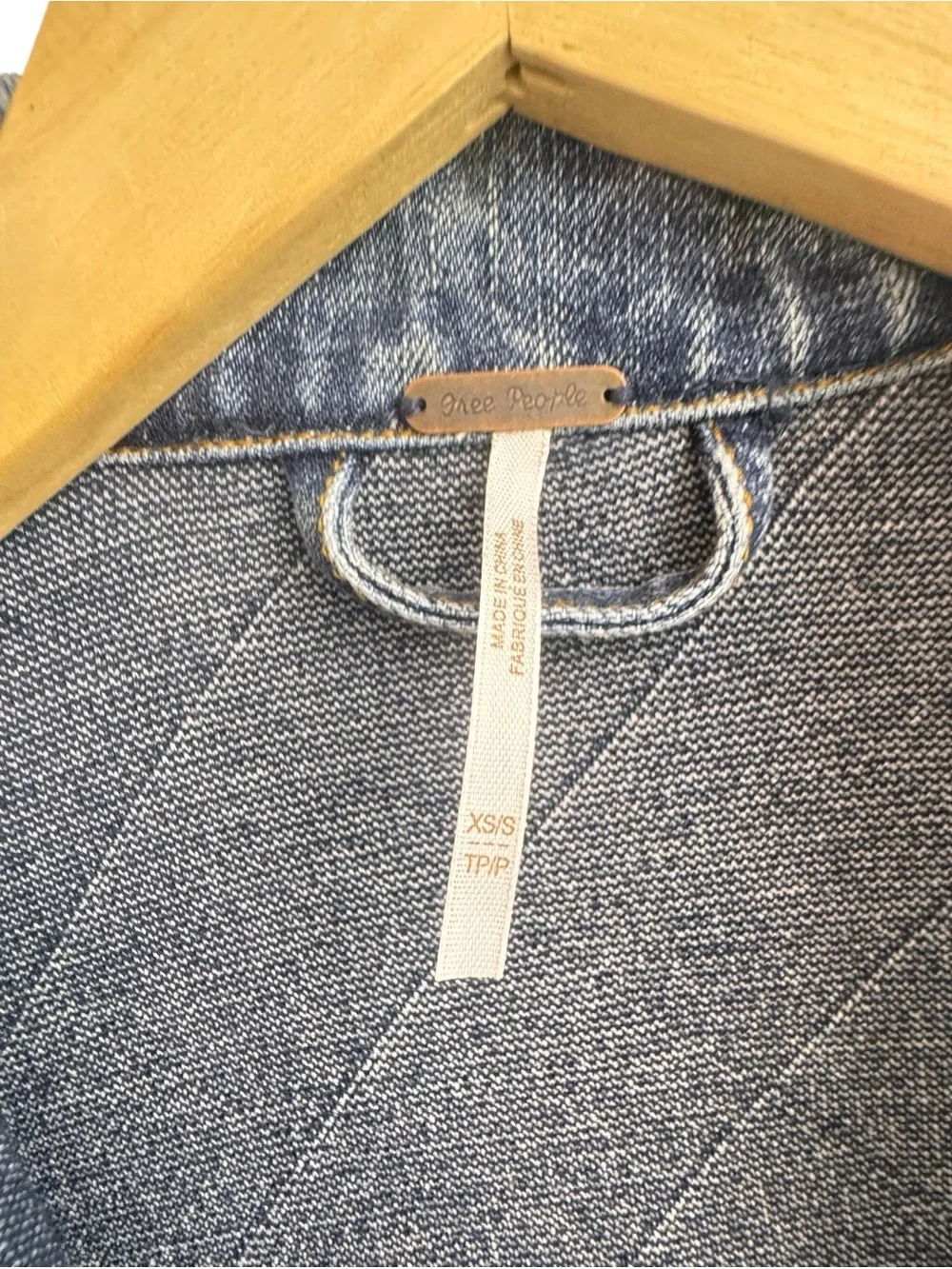 Free People Ditsy Denim Jacket Denim Combo size XS/S - Picture 6 of 11